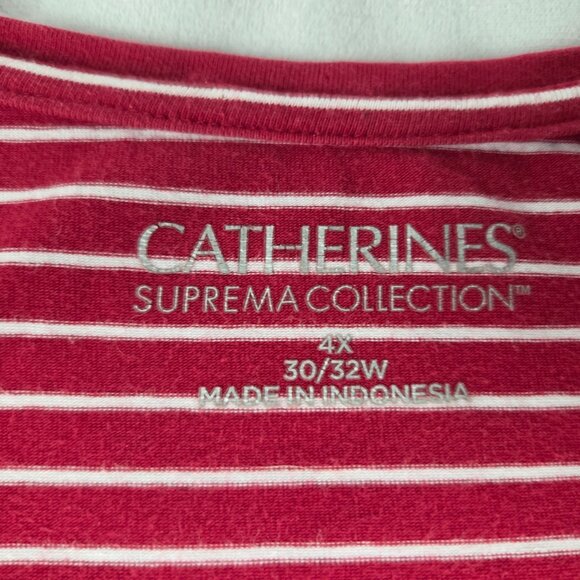 Catherines Suprema Collection Top 4X 30/32W Red Plus Size Short Sleeve T Shirt - Picture 2 of 4